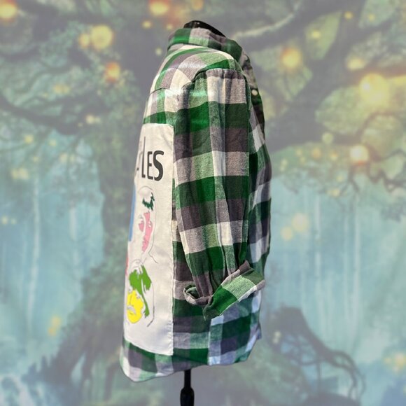 The Beatles Upcycled Flannel | Oversized Women’s Band Shirt | One-of-a-Kind - Picture 3 of 4